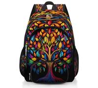 Mexpekil Zaino scolastico con stampa artistica con foglie colorate e albero, grande borsa per la scuola per ragazze ragazzi bambini zaino impermeabile per laptop per donne uomini leggero zaino da