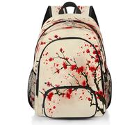 Mexpekil Zaino scolastico per ragazzi e ragazze, con fiori di ciliegio rosso, borsa per la scuola elementare giapponese floreale leggero zaino per laptop zaino casual per bambini adolescenti
