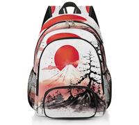 Mexpekil Zaino scolastico tradizionale giapponese con sole e montagna Fuji, grande zaino per la scuola per ragazze ragazzi bambini zaino impermeabile per laptop per donne uomini zaino leggero