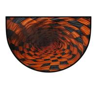 Mexpekil Zerbino 3D marrone a scacchi a mezza luna, per interni ed esterni, antiscivolo, lavabile, zerbino a semicerchio, assorbente, per ingresso, 61 x 91 cm