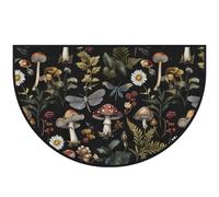 Mexpekil Zerbino a forma di fungo con foglie di insetti a mezza luna, per interni ed esterni, antiscivolo, lavabile, a semicerchio, assorbente, intrappola lo sporco, 100 x 160 cm