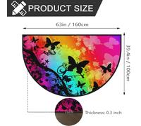 Mexpekil Zerbino a mezza luna arcobaleno boho farfalla per interni ed esterni antiscivolo tappeto lavabile a semicerchio tappetino assorbente cattura sporco tappeto semicircolare 100 x 160 cm