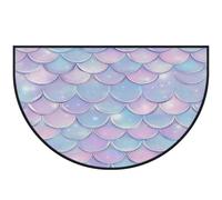 Mexpekil Zerbino a mezza luna arcobaleno con squame di pesce per interni ed esterni, antiscivolo, lavabile, tappetino a semicerchio, assorbente, intrappola lo sporco, tappeto semicircolare, 100 x 160