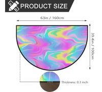 Mexpekil Zerbino a mezza luna astratto colorato arcobaleno per interni ed esterni antiscivolo tappeto lavabile a semicerchio tappetino assorbente cattura sporco tappeto semicircolare 100 x 160 cm