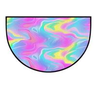 Mexpekil Zerbino a mezza luna astratto colorato arcobaleno per interni ed esterni antiscivolo tappetino lavabile a semicerchio zerbino assorbente cattura sporco tappeto semicircolare per ingresso 61 x