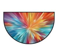 Mexpekil Zerbino a mezza luna astratto con schizzi arcobaleno per interni ed esterni, antiscivolo, lavabile, tappetino assorbente per lo sporco, tappeto semicircolare, 100 x 160 cm
