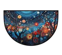 Mexpekil Zerbino a mezza luna colorato con fiori d'arte per interni ed esterni, antiscivolo, lavabile, tappetino a semicerchio assorbente cattura lo sporco tappeto semicircolare per ingresso 61 x 91