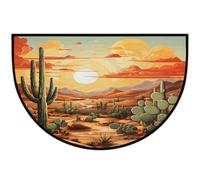 Mexpekil Zerbino a mezza luna con cactus del deserto e tramonto, per interni ed esterni, antiscivolo, lavabile, a semicerchio, assorbente, intrappola lo sporco, tappeto semicircolare per ingresso, 61