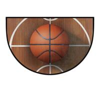 Mexpekil Zerbino a mezza luna con campo da basket, per interni ed esterni, antiscivolo, lavabile, a semicerchio, assorbente, per ingresso, 61 x 91 cm