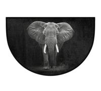 Mexpekil Zerbino a mezza luna con elefante nero, per interni ed esterni, antiscivolo, lavabile, a semicerchio, assorbente, intrappola lo sporco, tappeto semicircolare per ingresso, 61 x 91 cm
