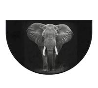 Mexpekil Zerbino a mezza luna con elefante nero, per interni ed esterni, antiscivolo, lavabile, tappetino a semicerchio, assorbente, intrappola lo sporco, 100 x 160 cm
