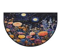 Mexpekil Zerbino a mezza luna con fiori di rosa galassia, per interni ed esterni, antiscivolo, lavabile, tappetino a semicerchio, assorbente, intrappola lo sporco, tappeto semicircolare, 100 x 160 cm