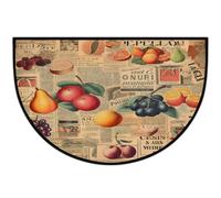 Mexpekil Zerbino a mezza luna con frutta e giornale, per interni ed esterni, antiscivolo, lavabile, a semicerchio, assorbente, intrappola lo sporco, tappeto semicircolare per ingresso, 61 x 91 cm