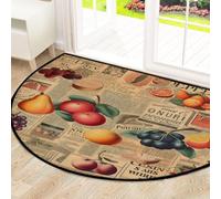 Mexpekil Zerbino a mezza luna con frutta e giornale, per interni ed esterni, antiscivolo, lavabile, tappetino a semicerchio, assorbente, intrappola lo sporco, 100 x 160 cm
