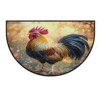 Mexpekil Zerbino a mezza luna con gallo con segni zodiacali per interni ed esterni, antiscivolo, lavabile, a semicerchio, assorbente, intrappola lo sporco, 100 x 160 cm