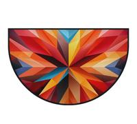 Mexpekil Zerbino a mezza luna con geometria colorata per interni ed esterni, antiscivolo, lavabile, tappetino a semicerchio, assorbente, intrappola lo sporco, 100 x 160 cm