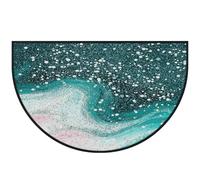 Mexpekil Zerbino a mezza luna con glitter color foglia di tè e marmo, per interni ed esterni, antiscivolo, lavabile, a semicerchio, assorbente, intrappola lo sporco, 100 x 160 cm