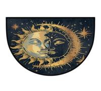 Mexpekil Zerbino a mezza luna con luna e sole, per interni ed esterni, antiscivolo, lavabile, a semicerchio, assorbente, intrappola lo sporco, tappeto semicircolare per ingresso, 61 x 91 cm