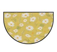 Mexpekil Zerbino a mezza luna con margherite gialle per interni ed esterni, antiscivolo, lavabile, tappetino assorbente per lo sporco, 100 x 160 cm