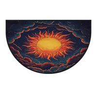 Mexpekil Zerbino a mezza luna con nuvole di sole per interni ed esterni, antiscivolo, lavabile, tappetino a semicerchio, assorbente, intrappola lo sporco, tappeto semicircolare, 100 x 160 cm
