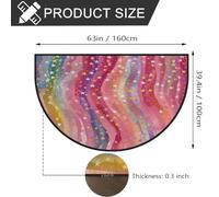 Mexpekil Zerbino a mezza luna con onde arcobaleno e stelle, per interni ed esterni, antiscivolo, lavabile, tappetino assorbente per lo sporco, 100 x 160 cm