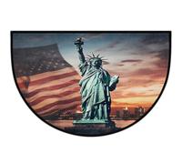 Mexpekil Zerbino a mezza luna con paesaggio americano, per interni ed esterni, antiscivolo, lavabile, a semicerchio, assorbente, intrappola lo sporco, tappeto semicircolare per ingresso, 61 x 91 cm