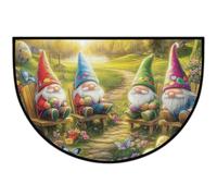 Mexpekil Zerbino a mezza luna con paesaggio pasquale, per interni ed esterni, antiscivolo, lavabile, a semicerchio, assorbente, intrappola lo sporco, tappeto semicircolare per ingresso, 61 x 91 cm