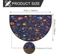 Mexpekil Zerbino a mezza luna con pianeta animato universo spazio per interni ed esterni, antiscivolo, lavabile, tappetino a semicerchio, assorbente, intrappola lo sporco, tappeto semicircolare, 100 x