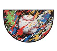 Mexpekil Zerbino a mezza luna con schizzi di acquerello, per interni ed esterni, antiscivolo, lavabile, a semicerchio, assorbente, intrappola lo sporco, tappeto semicircolare per ingresso, 61 x 91 cm