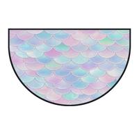 Mexpekil Zerbino a mezza luna con squame di pesce arcobaleno, per interni ed esterni, antiscivolo, lavabile, tappetino assorbente per lo sporco, 100 x 160 cm