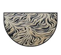 Mexpekil Zerbino a mezza luna con stampa di leone bianco, per interni ed esterni, antiscivolo, lavabile, tappetino a semicerchio, assorbente, intrappola lo sporco, 100 x 160 cm
