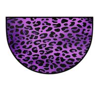Mexpekil Zerbino a mezza luna con stampa leopardata viola, per interni ed esterni, antiscivolo, lavabile, a semicerchio, assorbente, intrappola lo sporco, tappeto semicircolare per ingresso, 61 x 91