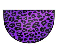 Mexpekil Zerbino a mezza luna con stampa leopardata viola, per interni ed esterni, antiscivolo, lavabile, zerbino a semicerchio, assorbente, per ingresso, 61 x 91 cm