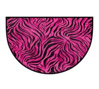 Mexpekil Zerbino a mezza luna con stampa zebrata rosa per interni ed esterni, antiscivolo, lavabile, zerbino a semicerchio, assorbente, tappetino semicircolare per ingresso, 61 x 91 cm