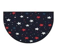 Mexpekil Zerbino a mezza luna con stelle rosse, bianche e blu, per interni ed esterni, antiscivolo, lavabile, a semicerchio, assorbente, intrappola lo sporco, 100 x 160 cm