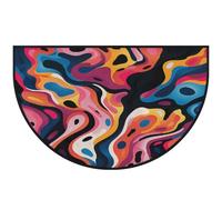 Mexpekil Zerbino a mezza luna in marmo colorato astratto per interni ed esterni antiscivolo tappeto lavabile a semicerchio tappetino assorbente cattura sporco tappeto semicircolare 100 x 160 cm