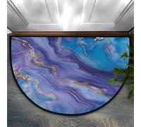 Mexpekil Zerbino a mezza luna per interni, con marmo blu e viola, lavabile, antiscivolo, decorazione per la casa ed esterni, per interni, ingresso, porta anteriore e posteriore, giardino