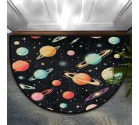 Mexpekil Zerbino a mezza luna per interni, con pianeti colorati, lavabile, antiscivolo, decorazione per la casa, per esterni, per interni, ingresso, porta anteriore e posteriore, giardino