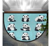 Mexpekil Zerbino a mezza luna per interni, con stampa di un simpatico panda e animali, lavabile, antiscivolo, decorazione per la casa, per esterni, per interni, ingresso, porta anteriore e posteriore