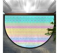 Mexpekil Zerbino a mezza luna per interni, linea colorata, con cuori, lavabile, antiscivolo, decorazione per la casa, per esterni, per interni, ingresso, porta anteriore e posteriore, giardino