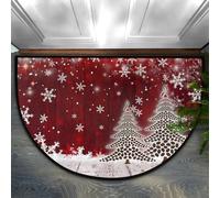 Mexpekil Zerbino a mezza luna per interni, motivo albero di caffè natalizio, lavabile, antiscivolo, decorazione per la casa, per esterni, per interni, ingresso, porta anteriore e posteriore, giardino