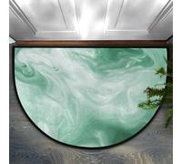 Mexpekil Zerbino a mezza luna per interni, motivo astratto verde e bianco ad acquerello, lavabile, antiscivolo, decorazione per la casa, tappetino per esterni, per interni, ingresso, porta anteriore e