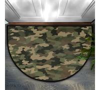 Mexpekil Zerbino a mezza luna per interni, motivo mimetico marrone, verde, lavabile, antiscivolo, decorazione per la casa, per esterni, per interni, ingresso, porta anteriore e posteriore, giardino