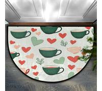 Mexpekil Zerbino a mezza luna per interni, tazza da tè a forma di cuore, lavabile, antiscivolo, decorazione per la casa, per esterni, per interni, ingresso, porta anteriore e posteriore, giardino