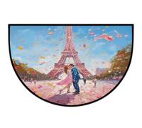 Mexpekil Zerbino a mezza luna rosa parigina, per interni ed esterni, antiscivolo, lavabile, a semicerchio, assorbente, intrappola lo sporco, tappeto semicircolare per ingresso, 61 x 91 cm