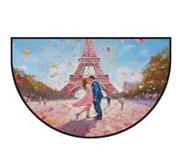 Mexpekil Zerbino a mezza luna rosa parigina, per interni ed esterni, antiscivolo, lavabile, a semicerchio, assorbente, intrappola lo sporco, 100 x 160 cm