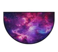 Mexpekil Zerbino a mezza luna rosa viola con galassia per interni ed esterni, antiscivolo, lavabile, tappetino a semicerchio, assorbente, intrappola lo sporco, tappeto semicircolare, 100 x 160 cm