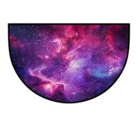 Mexpekil Zerbino a mezza luna rosa viola con galassia per interni ed esterni, antiscivolo, lavabile, zerbino a semicerchio, assorbente, tappetino semicircolare per ingresso, 61 x 91 cm