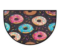 Mexpekil Zerbino colorato a forma di ciambella a mezza luna, per interni ed esterni, antiscivolo, lavabile, a semicerchio, assorbente, cattura lo sporco, tappeto semicircolare per ingresso, 61 x 91 cm
