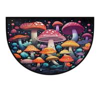 Mexpekil Zerbino colorato a forma di fungo a mezza luna, per interni ed esterni, antiscivolo, lavabile, a semicerchio, assorbente, intrappola lo sporco, tappeto semicircolare per ingresso, 61 x 91 cm